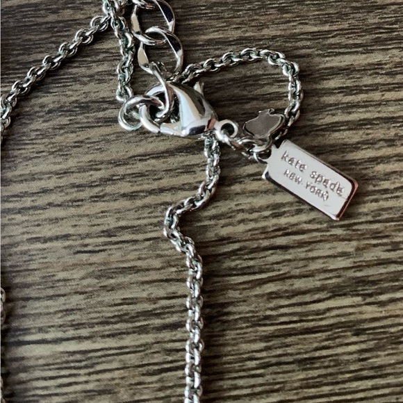 NWOT kate spade Silver Tone Ace Of Spades Hole Punch Earrings & Station Necklace - Picture 7 of 10